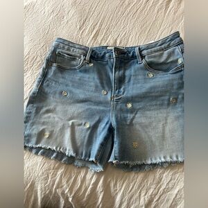 Driftwood Lulu Floral Embroidered Denim Shorts 28